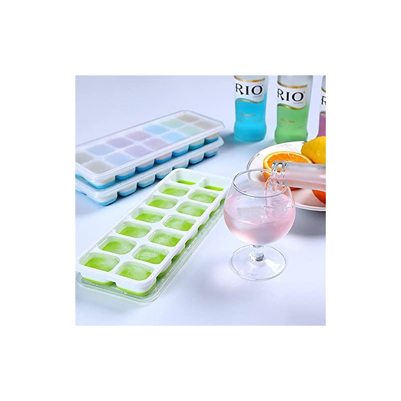 2 Pack Silicone stackable Ice Cube Trays, Reusable Flexible Silicone