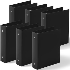 Henoyso 6 Pcs Mini 3 Ring Binders Plastic 2'' Binder, Fits 5.5" x 8.5" Paper Holds(Capacity 375 Sheets), Flexible Three Round Rings Small Black Binders Bulk for School, Office Use, Photo Album Pages