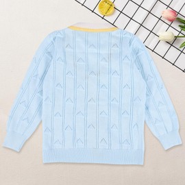 Fnaobai Toddler Boys Cardigan Pullover Boys Long Sleeves V-Neck Cotton Pullover Kids Jacket Knitted Button Tops Outwear for Autumn Winter, blue