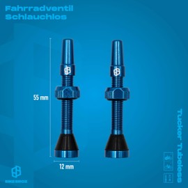 Tubeless Valve Set, Blue, Bicycle Valve for Tubeless Tyres for Mountain Bike, Road Bike etc. Tucker Tubeless Kit for Bicycle by BIKE BROZ