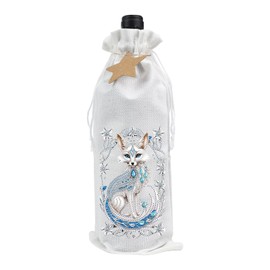 DIY 5D Diamond Painting Wine Bottle Bag, DIY Special Shaped Diamond Art Linen Wine Gift Bag Wine Wrapping Bags Champagne Decorative Bag for Christmas Wedding Birthday Party Supplies (Crystal Fox)
