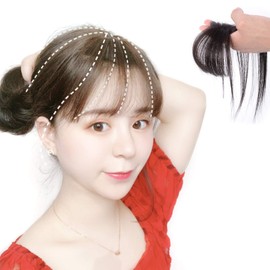 Igennki Clip in 3D Air Bangs Real Human Hair Bangs for Women One Piece Clip on Fringe Hair Extensions BHA335 (LB Light Brown)