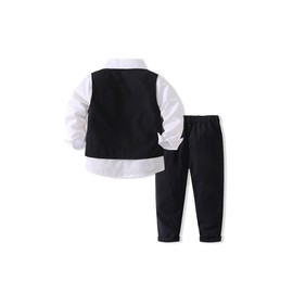 Abolai Baby Boys' 4 Piece Gentleman Set with Shirt,Bowtie,Vest and Pant, Black, 4T
