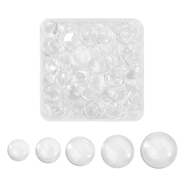 BEEFLYING 150 Pcs Glass Cabochons Transparent Glass Dome Cabochons Clear Flatback Clear Glass Cabochons for Cameo Photo Pendant Jewelry Making