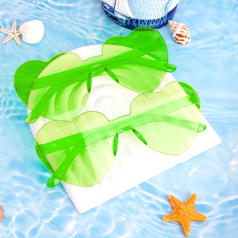 Semato 2 Pcs Neon Green Heart Shaped Sunglasses