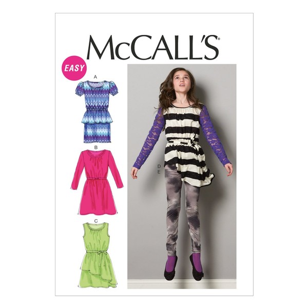 McCall Pattern Company M6787 Girls'/Girls' Plus Dresses, Tunic, Belt and Leggings Sewing Template, Size PLS (10.5-12.5-14.5-16.5)