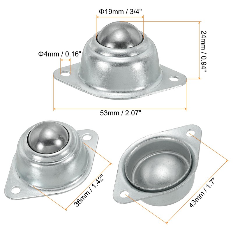 PATIKIL Roller Ball Transfer Bearing 3/4", 6 Pack Load 44lbs