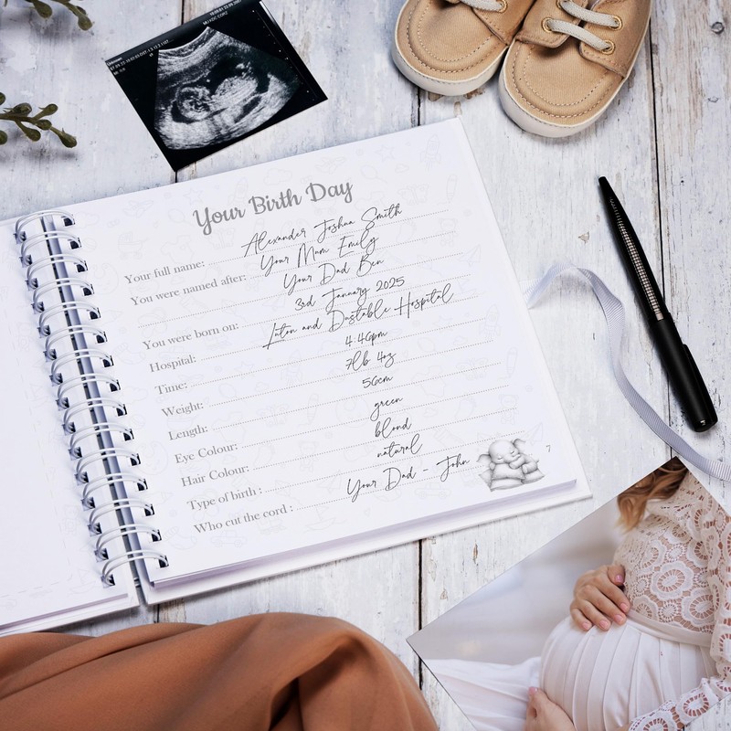 Baby Memory Book and Journal, First Year Milestone Album with