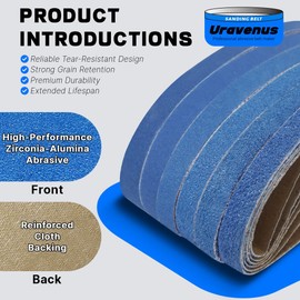 1/2 x 18 Inch Sanding Belts, 36 Pcs Assorted Grits (40/60/80/120/180/240), Zirconia Sanding Belts for Metal Polishing, Woodworking, Derusting