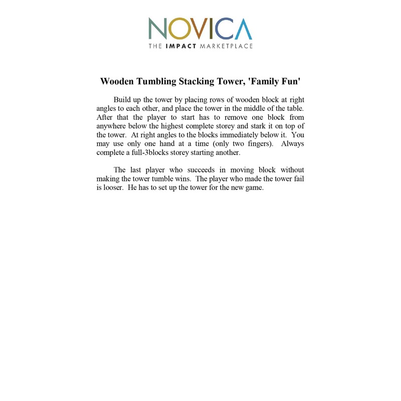 NOVICA Brown Hand Made Rain Tree Wood Stacking Tower Game