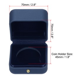 PATIKIL Coin Display Box, Coin Presentation Display Box Coin Box Coin Case with Coin Holder Fit 45mm Coin for Silver Dollar Collectors, Blue