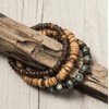 ALRNBY Mens Beaded Bracelet Wooden Bead Bracelet Set Stackable Elastic