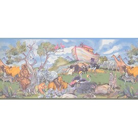 Noah's Arc Animals Blue KZ1221B Wallpaper Border