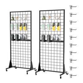 DEYEGELEA 2-Pack 2'x5.5' Ft Gridwall Panel Display Stands 2'x5.5' Ft, Heavy Duty Floor Standing Retail Display Rack with Triangle Base for Retail Art Show