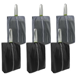 BeeGreen Black Grey Shoe Organizer Set - 6 Pack Shoe Bags For Travel with Zipper Closure and Handle,Stylish and Portable Nylon Shoe Storage for Men and Women's Travel Gifts and Home Storage