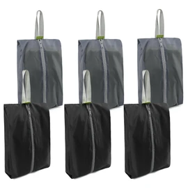 BeeGreen Black Grey Shoe Organizer Set - 6 Pack Shoe Bags For Travel with Zipper Closure and Handle,Stylish and Portable Nylon Shoe Storage for Men and Women's Travel Gifts and Home Storage