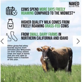 Naked Nutrition CHOCOLATE WHEY PROTEIN POWDER - 5LB - GRASS FED - Non GMO