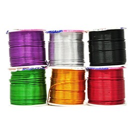 Mandala Crafts Anodized Aluminum Wire for Sculpting, Armature, Jewelry Making, Gem Metal Wrap, Garden, Colored and Soft, Assorted 6 Rolls (16 Gauge, Comb 3)