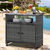 STRPRETTY BASIC Outdoor Wicker Storage Cabinet - Patio Bar Table