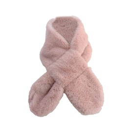 Kids Scarf, Winter Fleece Warm Scarf, Pink Wrap Cross Collar Neckerchief, Solid Color Children Neck Warmer Scarf, Plush Fluffy Winter Scarf for Girls Boys Toddlers