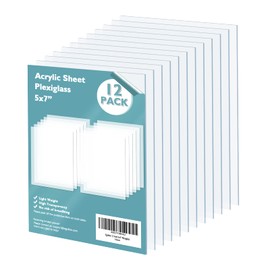 Egofine Plexiglass Sheets Acrylic Sheets 12 Pack of 5x7’’ 0.04 Thick Clear Plastic Cast Transparent Plexi Glass for Crafting Projects, Replacement Picture Frame Glass, DIY Display, Easy to Cut