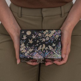 February Mountain Elegant Mother of Pearl Jewelry Organizer Box with Mirror Lid - Gifts for women birthday unique Anniversary Christams and Special Occasions (Birds & Blossoms)