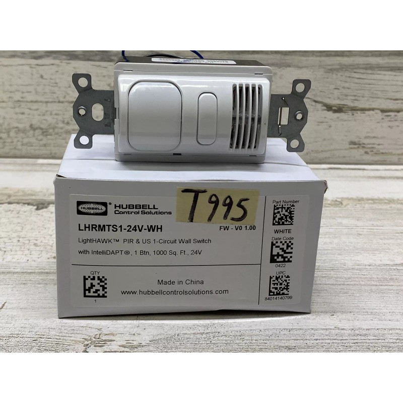 Hubbell LHRMTS1-24V-WH - Lighthawk PIR & US, 1-Circuit Wall Switch