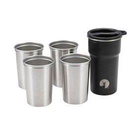CAPTAIN STAG Outdoor Cup Tumbler HD Cup Set 4+1 (4 inner cups and 1 outer cup) Capacity 280ml and 480ml Stackable Stainless Steel UE-3639