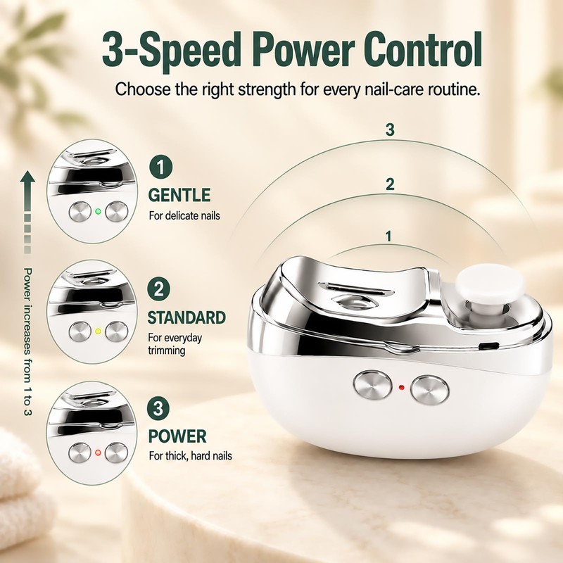 3-in-1 Electric Nail Clippers for Seniors & Adults, Automatic Nail