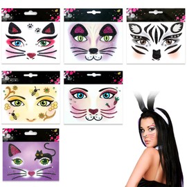 PIMXL 6 Sheets Face Tattoo Carnival, Glitter Face Stickers, Glitter Face Tattoo Temporary Tattoos for Women Girls Birthday Party Carnival Party Face Makeup