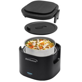 Brentwood 110V 50W 0.6L Portable Leakproof Electric Lunch Box Food Warmer (Black)