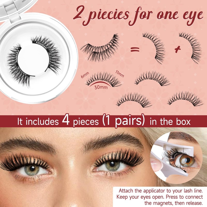 Higu clace Magnetic Eyelashes, 2 Style Magnetic Lashes Natural Look