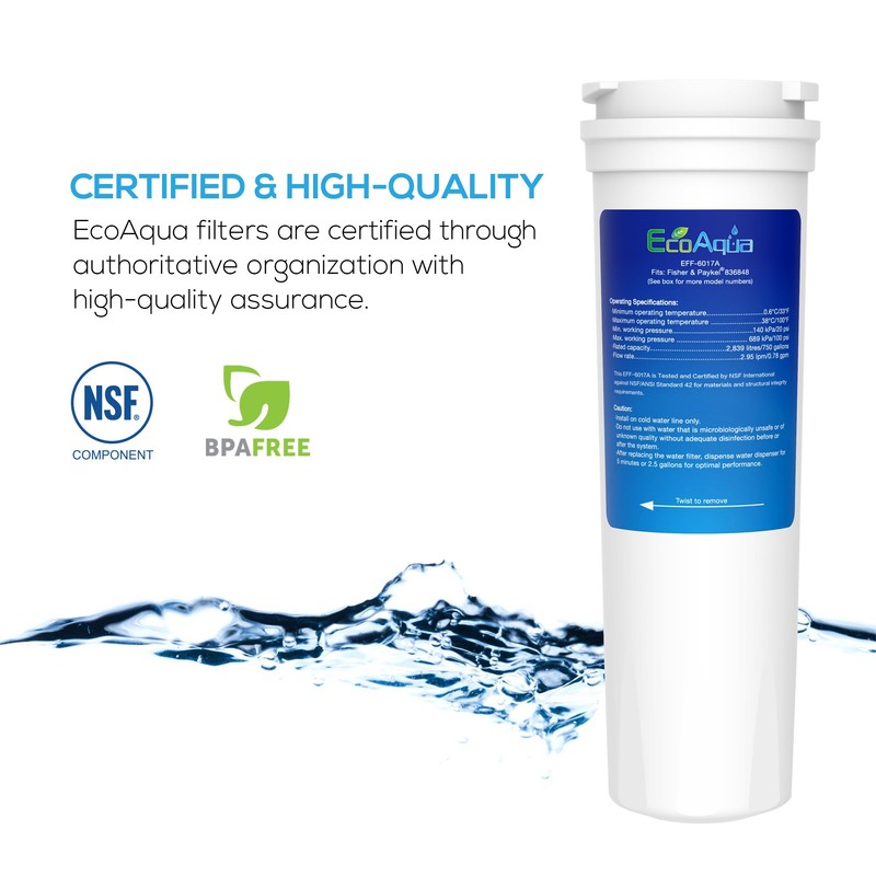EcoAqua EFF-6017A Replacement for Fisher & Paykel 836848 Refrigerator Water