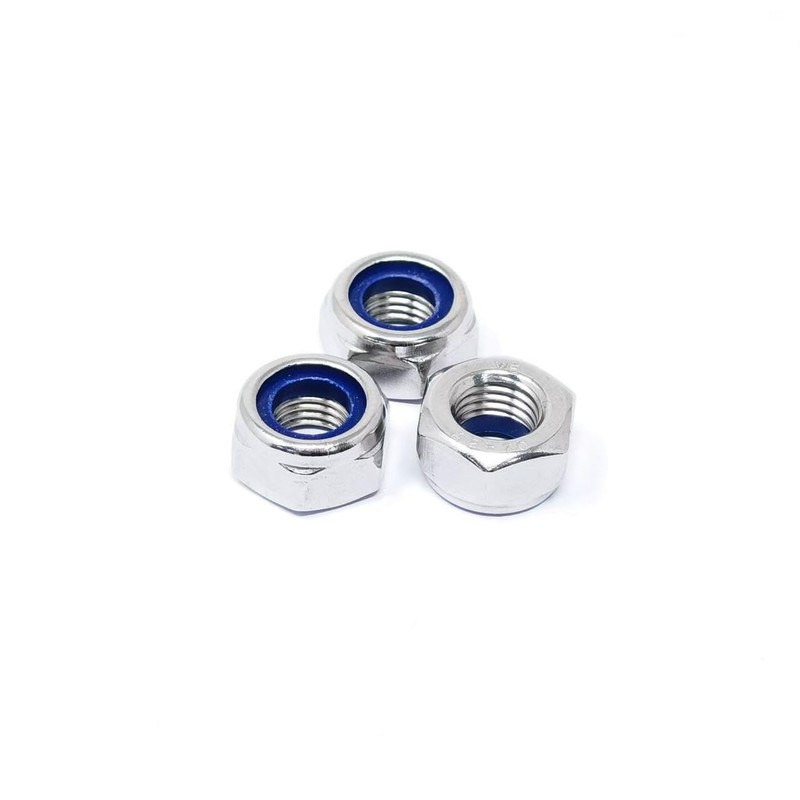 20Pcs M10 x 1mm Nylon Insert Hex Lock Nuts, 304