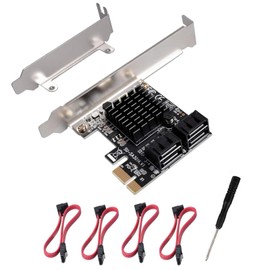 PCIE 1X SATA Card 4 Ports, with 4 SATA Cables and Low Profile Bracket, PCIE to SATA 3.0 6 Gbps Controller, PCIE to SATA Expansion Card, SATA Controller, SATA PCIE Card, Marvell 88SE9215 Chipset