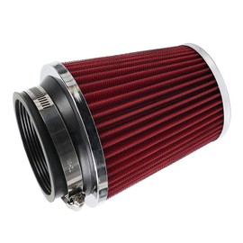 Clamp-On Cold Air Intake Filter, High Performance, Washable Filter, Replacement Air Filter, Flange Diameter 3inch/76mm Red
