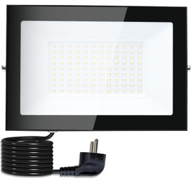 LED Outdoor Spotlight with Plug 100 W Outdoor Floodlight IP66 Waterproof Outdoor Spotlight LED Floodlight for Garage, Garden, Sports Field, Patio, Yard, Super Bright Headlight with 3 m Cable, Cool