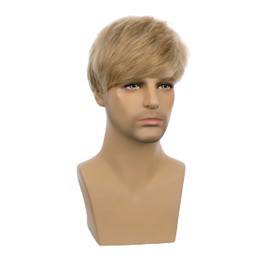 Edivd Child Blonde Wig for Boys Kids Short Blonde Straight Wig Heat Resistant Synthetic Wigs with Cap