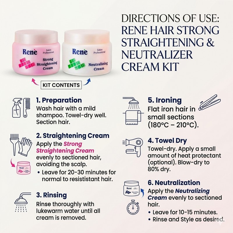 Rene [BUNDLE DEAL]Rene Hair Strong Straightening & Neutralizer Cream (500mlx2)