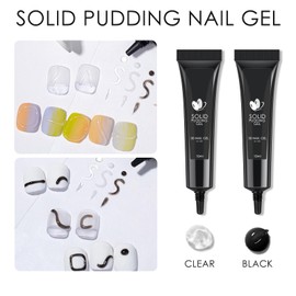 Freeorr 2PCS 3D Nail Gel, 3-in-1 Clear and Black Sculpting Glue for Nail Art DIY Charms and Gems, Sculpture and Decoration, No Wipe Sculpture Nail Art Gel-10ml