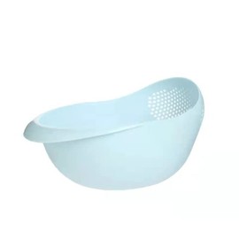 Rice Sieve Plastic Colander Kitchen Drain Basket with Handles Rice Bowl Strainer Strainer Basket Sink Drain Kitchen Tools (blue)
