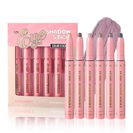 Hinourisha 6 color Grey Black Brown Purple Cream Eyeshadow stick Set, Matte sombra Eyeshadow Penci Eyeliner Pen, Waterproof Eye Shadow Applicator Sticks for Women Gril Make Up Gift-B