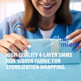 LA MIERE 500pcs Dental Autoclave CSR Sterilization Wrap, Sterilization with Steam & EO, 60g Blue Non-Sterile Pads, 18" x 18"
