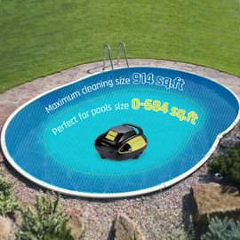 Vicorca Automatic Robotic Pool Cleaner, 150 Mins Runtime Cordless Pool Vacuum, Self-Parking for Above-Ground Pools up to 914 Sq.Ft.