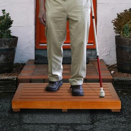 OLOPQ 3.9" One Step Stool for Elderly (No Assemble Required)- Friendly Acacia Wood High Riser Step Stool for Bed - Wooden Mobility Stepping Stools for Adults, Kids/Bedside, Bathroom, Kitchen, Garden