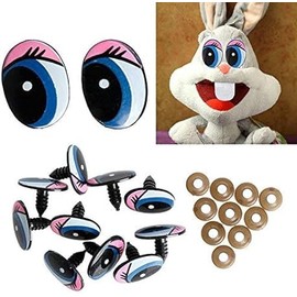 Jowxsx 5 Pairs 10 Pieces Premium Quality Oval Blue Safety Plastic Eyes Toy Dolls Eyes DIY 24 x 18 mm