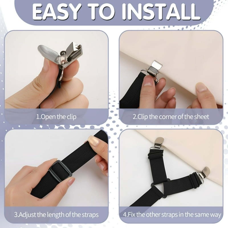 Bed Sheet Clips - Crisscross Fitted Sheet Straps for Bedding,Fitted