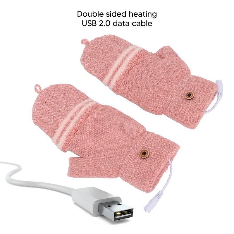 Heated Mitten Gloves Double Sided Heating Promote Blood Circulation USB
