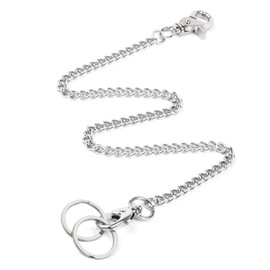 HUIKKJP Key Chain, Wallet Chain, Double Ring, Trouser Chain, Lost / Theft Prevention, Men's, Women's, 24.0 inches (61 cm), Pack of 1, white