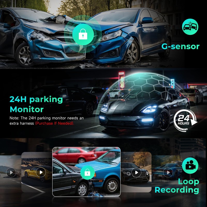Inefala 4K Dash Cam for Ford F150 & F250 2021-2025